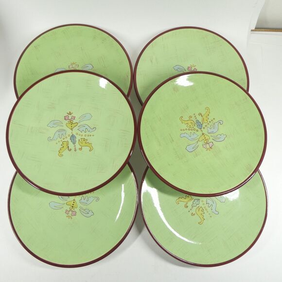 Tracy Porter - The Moss Collection - Set of 6 Handpainted Dinner Plates Green - Picture 1 of 10
